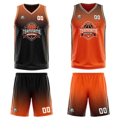 Custom Black Orange Cream Reversible Basketball Suit for Adults and Kids Personalized Jersey
