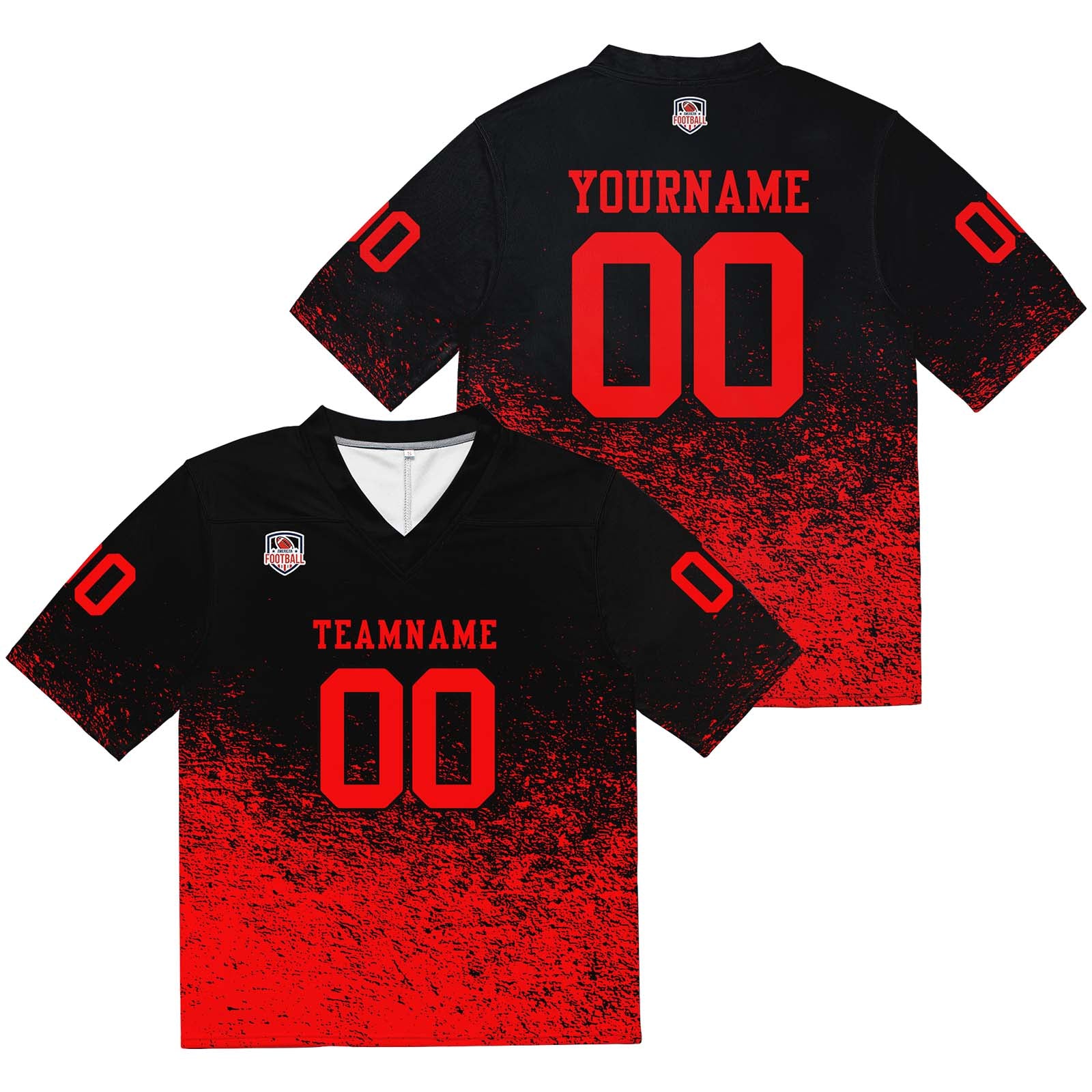 Custom Football Jersey Shirt Personalized Stitched Printed Team Name Number Black & Red
