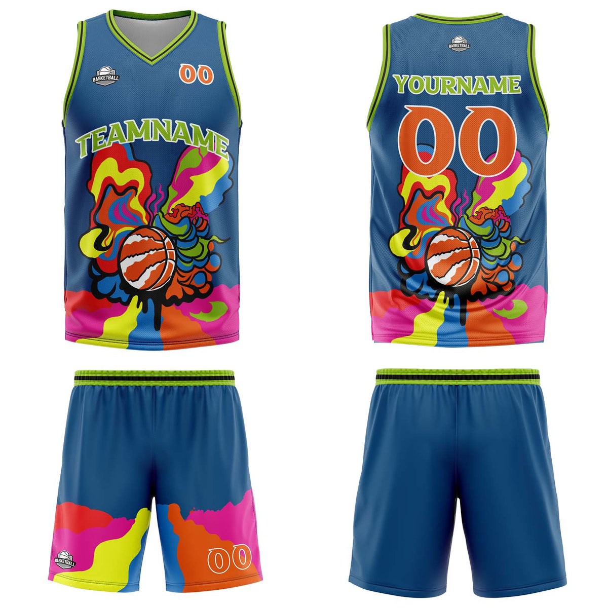 Custom Blue Basketball Jersey Uniform Suit Printed Your Logo Name Number