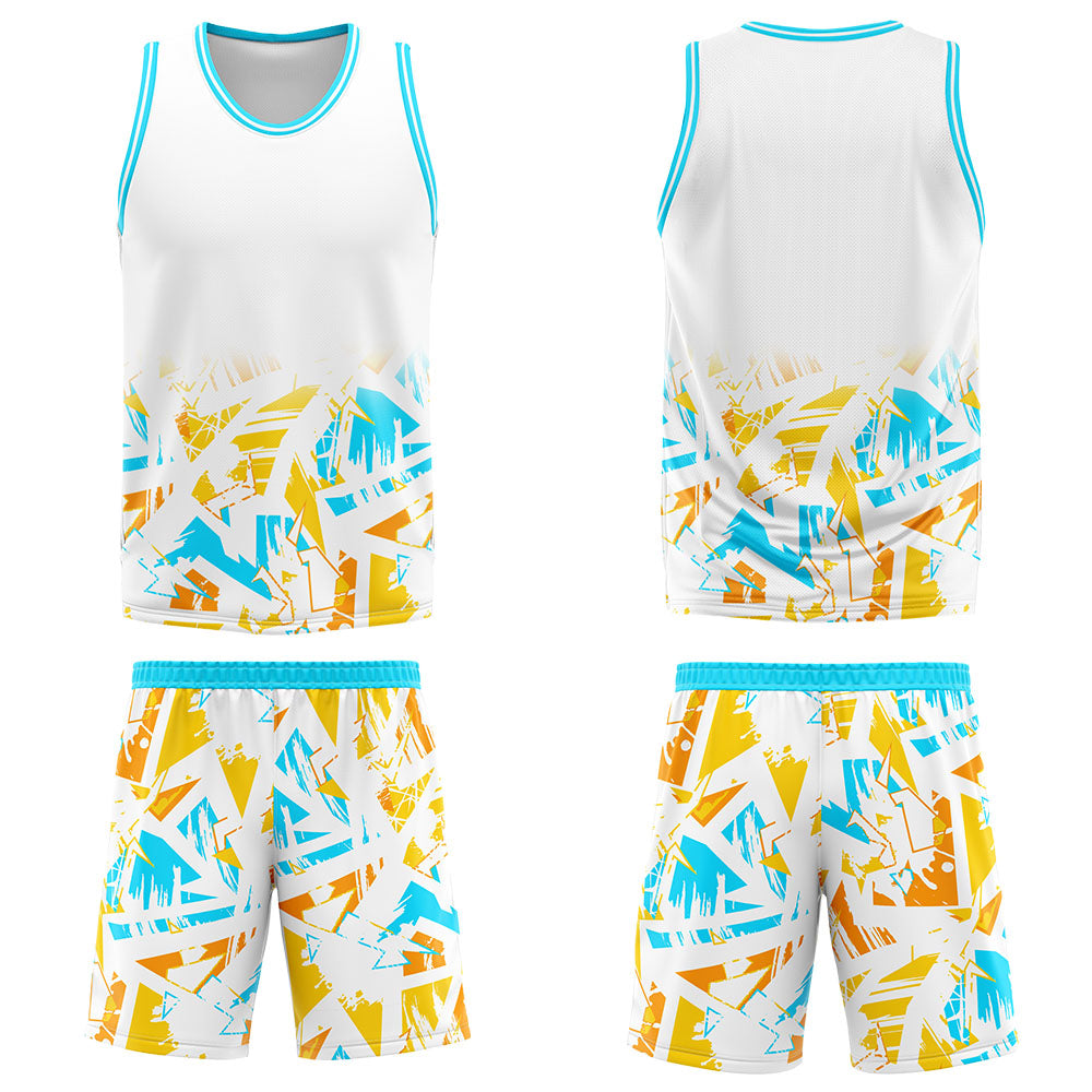 Custom White Light Blue Basketball Jersey Uniform Suit Printed Your Logo Name Number