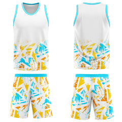 Custom White Light Blue Basketball Jersey Uniform Suit Printed Your Logo Name Number