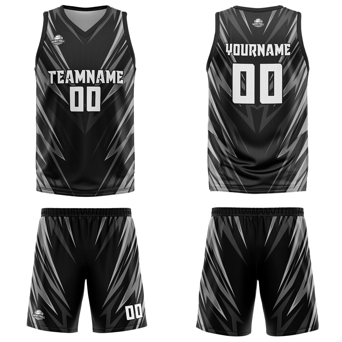Custom Triangle Black Basketball Jersey Uniform Suit Printed Your Logo Name Number