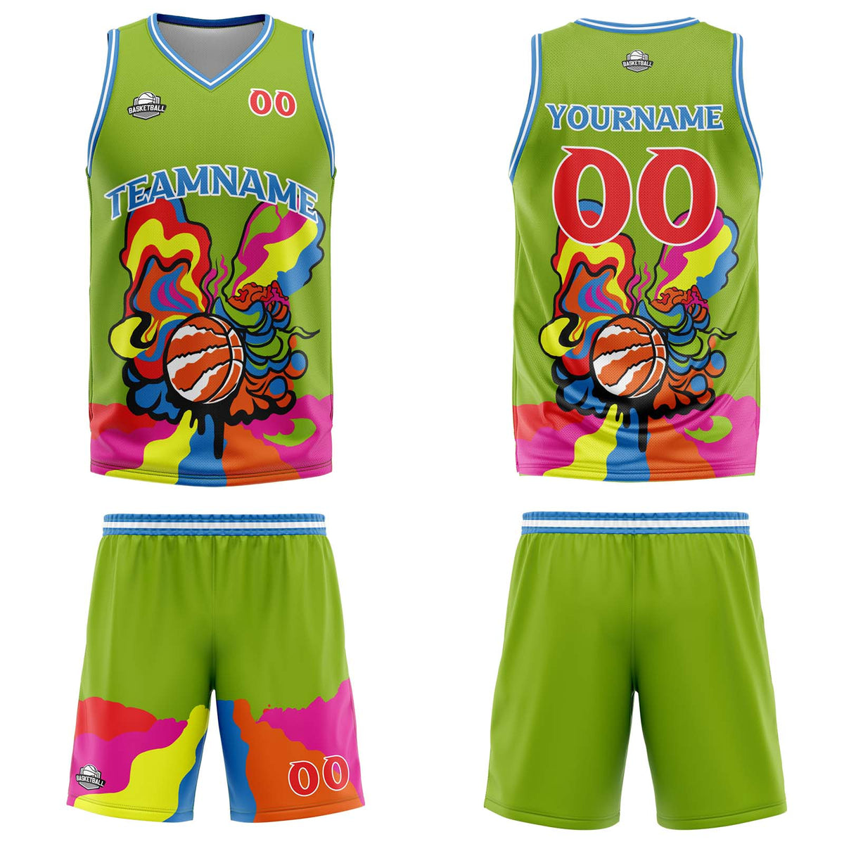 Custom Green Basketball Jersey Uniform Suit Printed Your Logo Name Number