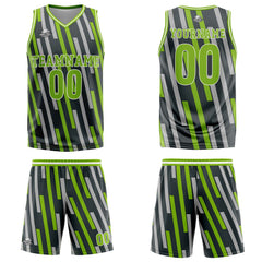 Custom Vertical Bar Green Grey Basketball Jersey Uniform Suit Printed Your Logo Name Number