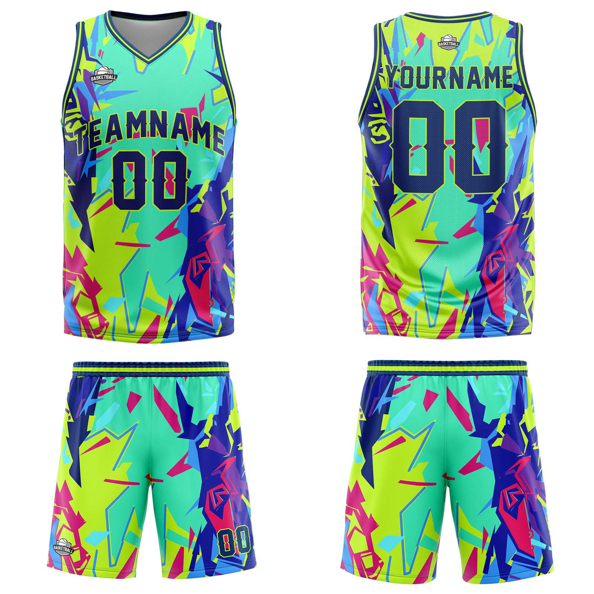 Custom Broken Green Basketball Jersey Uniform Suit Printed Your Logo Name Number