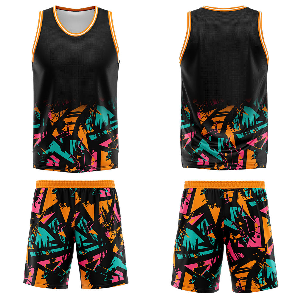 Custom Black Orange Green Basketball Jersey Uniform Suit Printed Your Logo Name Number