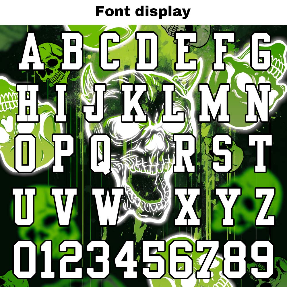 Custom Football Jersey Shirt Personalized Stitched Printed Team Name Number Graffiti skull-Green