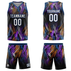 Custom Line Black Blue Basketball Jersey Uniform Suit Printed Your Logo Name Number