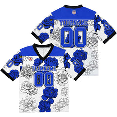 Custom Football Jersey Shirt Personalized Stitched Printed Team Name Number White&Royal