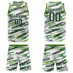 Custom White Green Basketball Jersey Uniform Suit Printed Your Logo Name Number