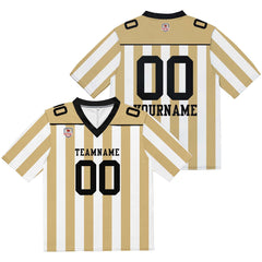 Custom Football Jersey Shirt Personalized Stitched Printed Team Name Number Gold & White