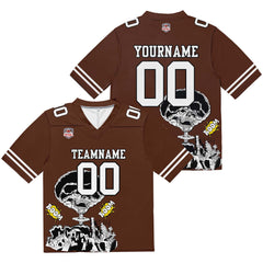 Custom Football Jersey Shirt Personalized Stitched Printed Team Name Number Brown