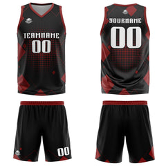 Custom Geometry Red Basketball Jersey Uniform Suit Printed Your Logo Name Number