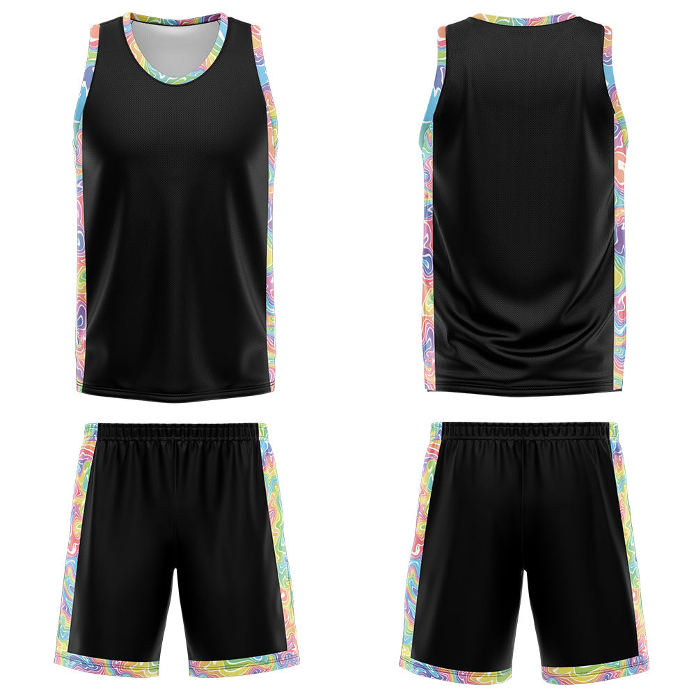 Custom Black Basketball Jersey Uniform Suit Printed Your Logo Name Number