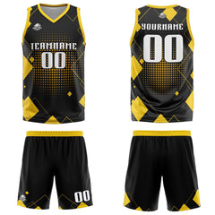 Custom Geometry Yellow Basketball Jersey Uniform Suit Printed Your Logo Name Number