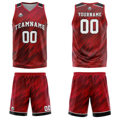 Custom Strip-Type Red Basketball Jersey Uniform Suit Printed Your Logo Name Number