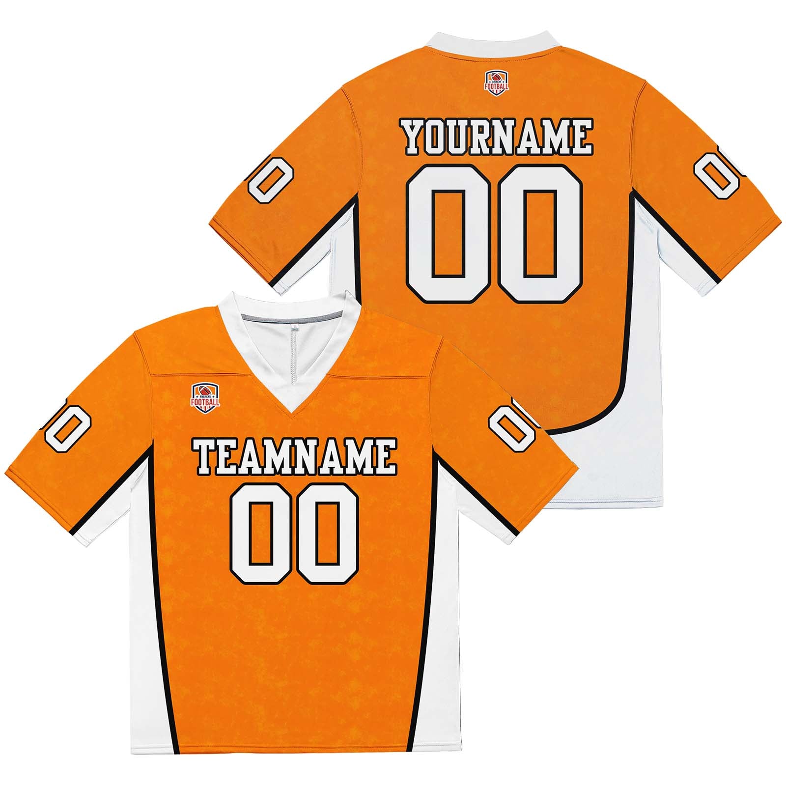 Custom Football Jersey Shirt Personalized Stitched Printed Team Name Number Orange