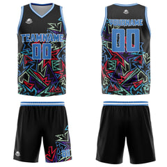 Custom Damaged Geometry Blue Basketball Jersey Uniform Suit Printed Your Logo Name Number