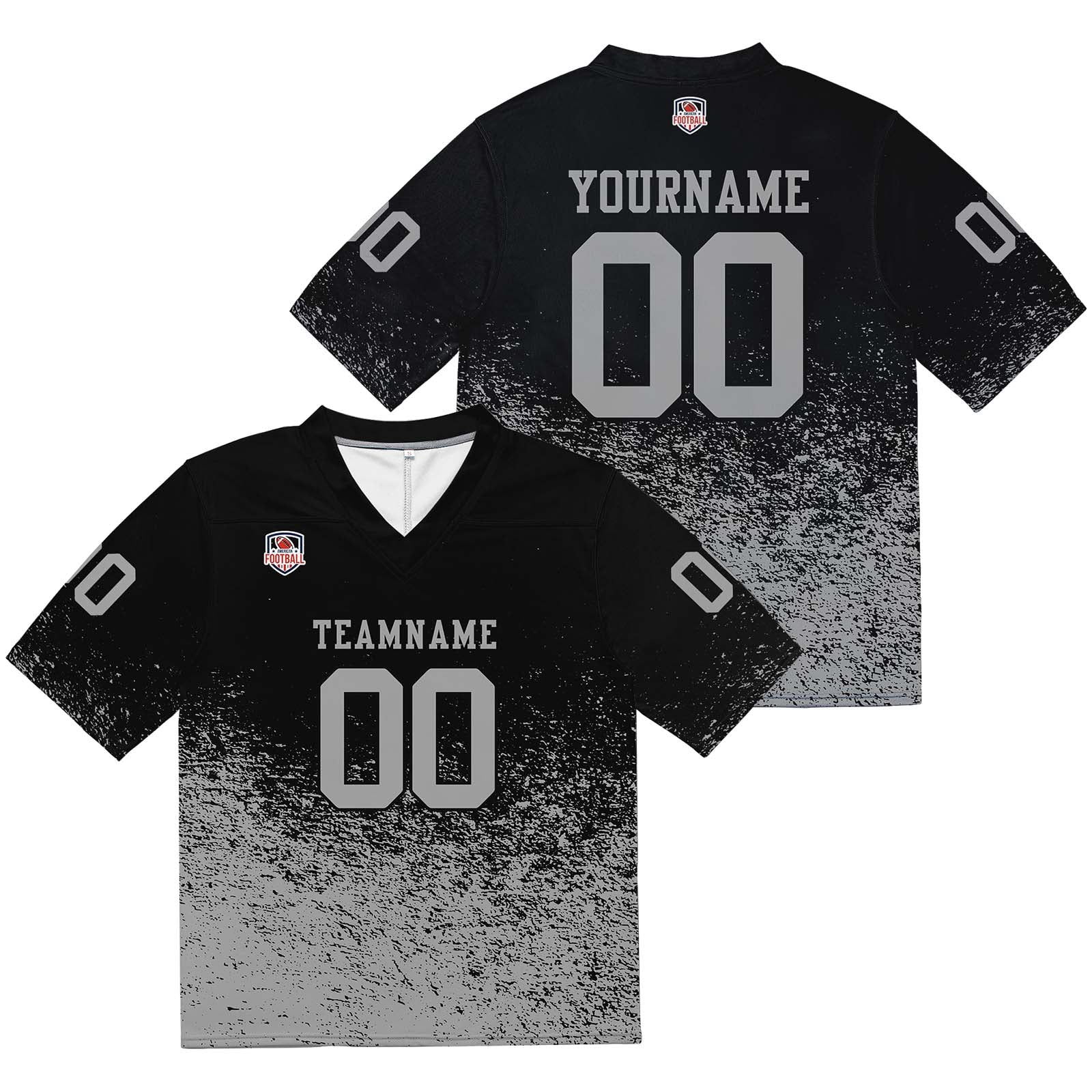 Custom Football Jersey Shirt Personalized Stitched Printed Team Name Number Black & Gray
