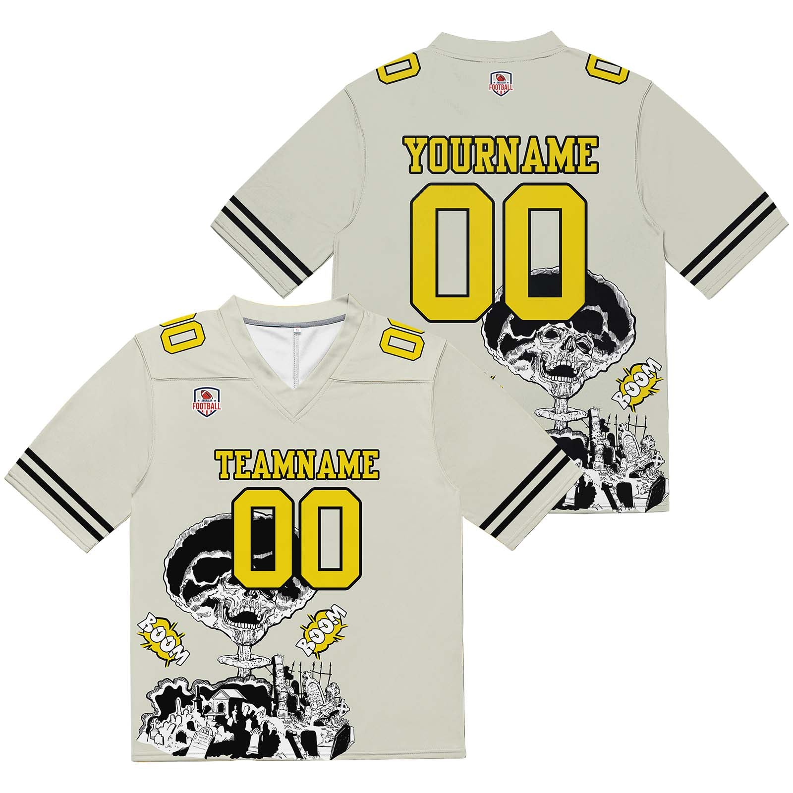 Custom Football Jersey Shirt Personalized Stitched Printed Team Name Number Rice Grey