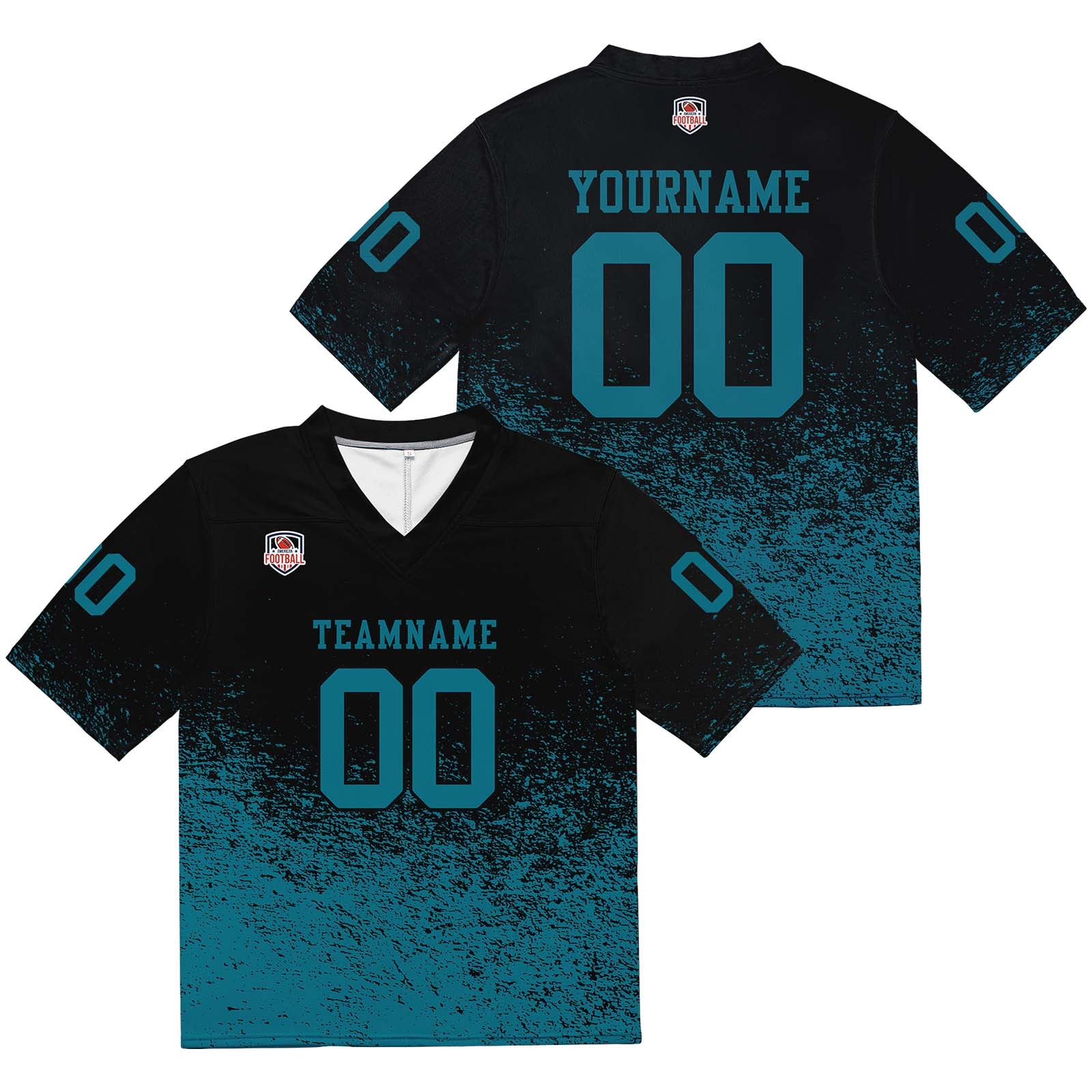 Custom Football Jersey Shirt Personalized Stitched Printed Team Name Number Black & Midnight Green