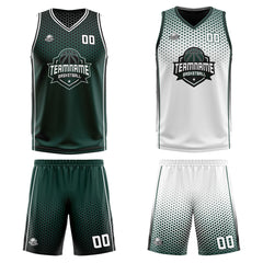 Custom Olive Green White Black Reversible Basketball Suit for Adults and Kids Personalized Jersey
