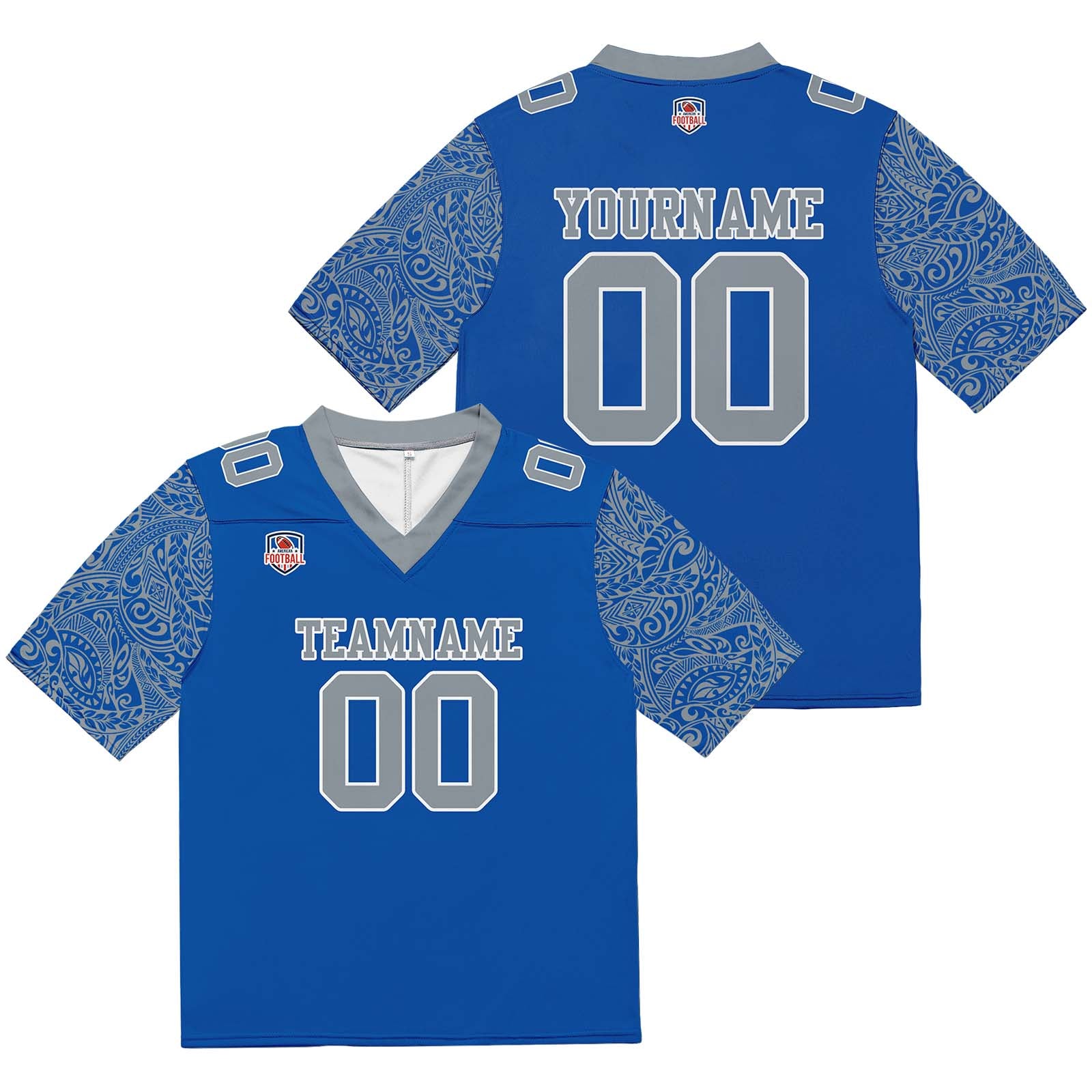 Custom Football Jersey Shirt Personalized Stitched Printed Team Name Number Blue