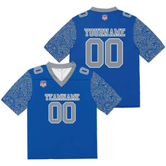 Custom Football Jersey Shirt Personalized Stitched Printed Team Name Number Blue