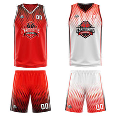 Custom Red Black White Reversible Basketball Suit for Adults and Kids Personalized Jersey