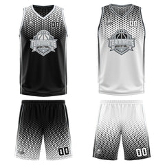 Custom Black White Gray Reversible Basketball Suit for Adults and Kids Personalized Jersey