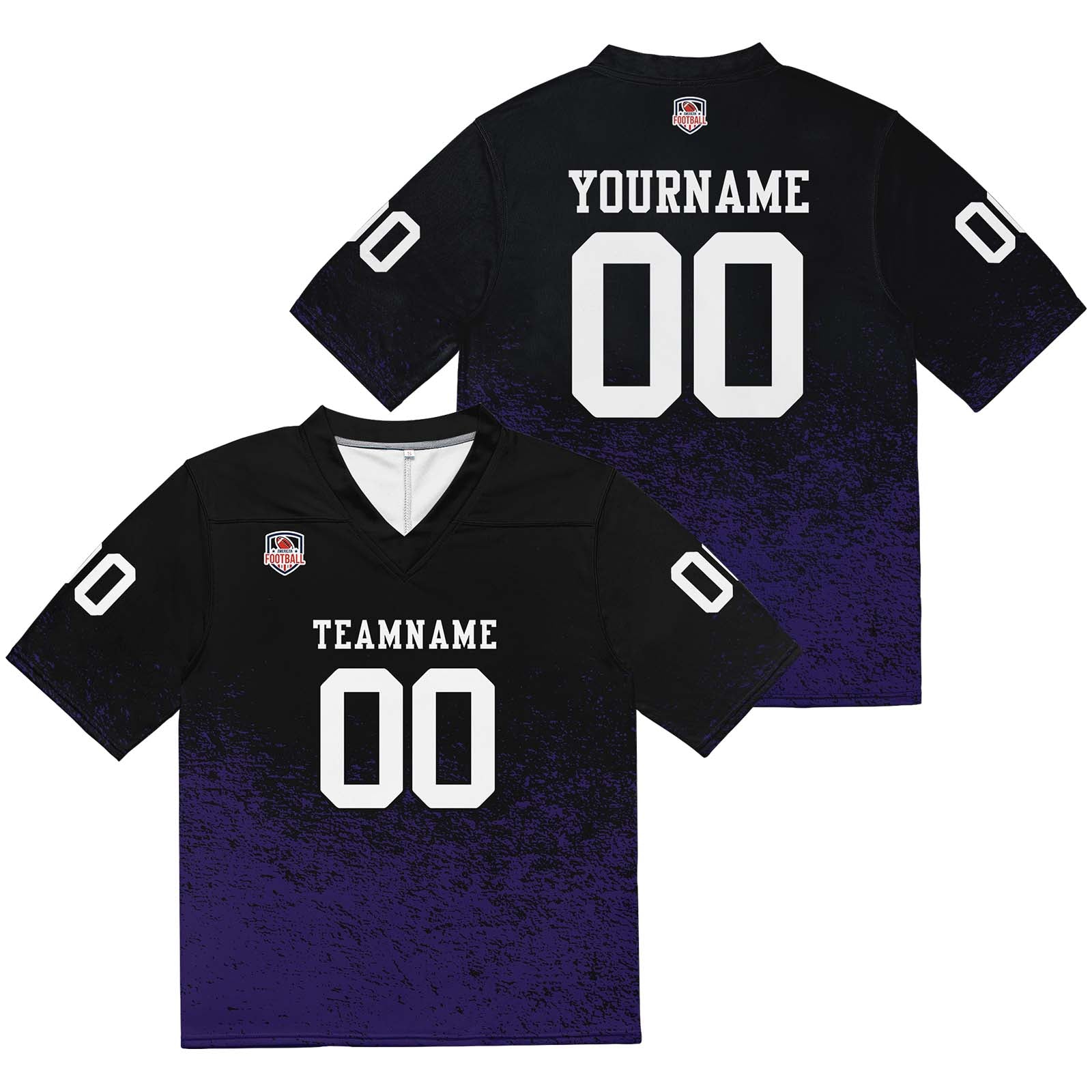 Custom Football Jersey Shirt Personalized Stitched Printed Team Name Number Black & Purple