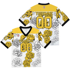 Custom Football Jersey Shirt Personalized Stitched Printed Team Name Number White&Yellow