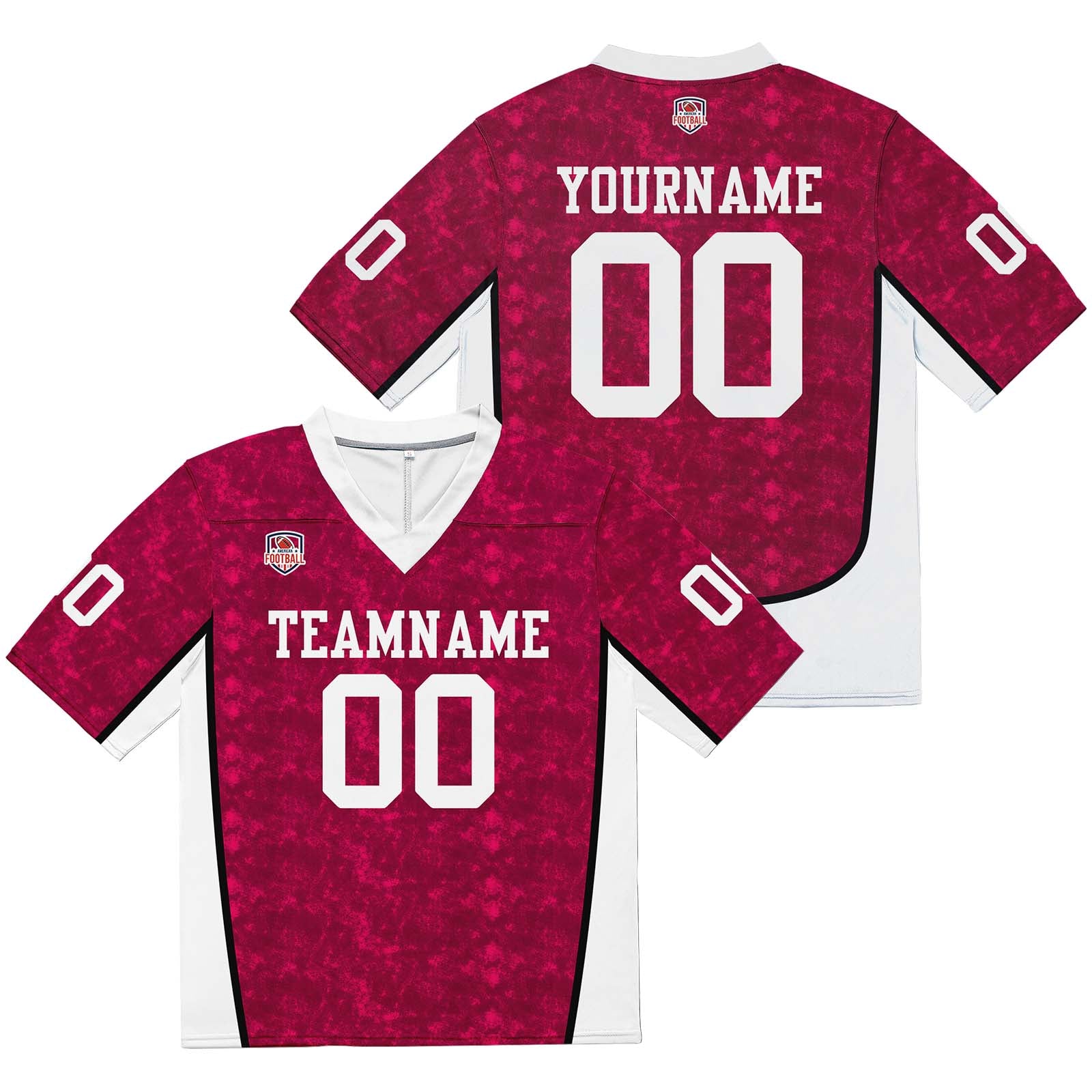 Custom Football Jersey Shirt Personalized Stitched Printed Team Name Number Rose Red