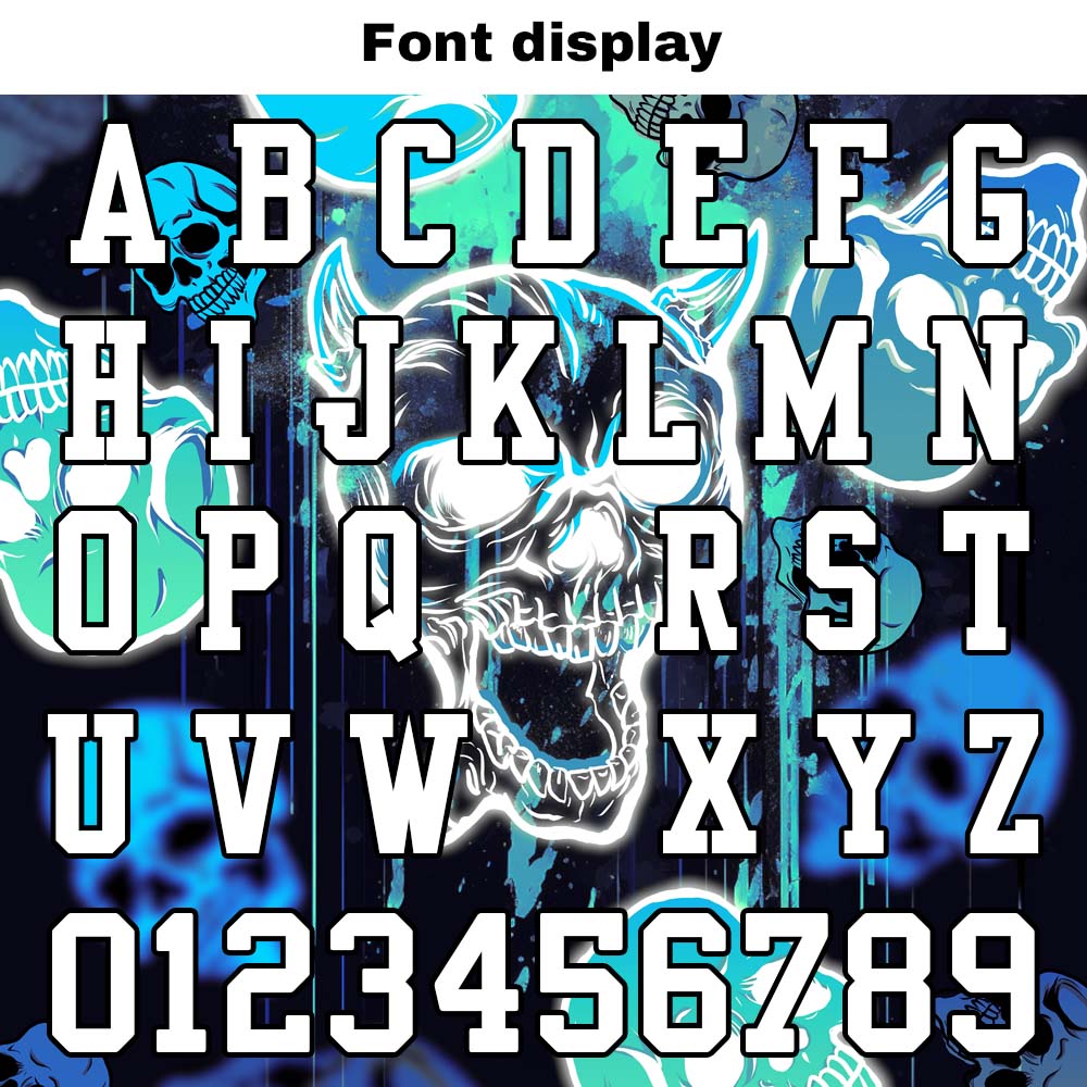 Custom Football Jersey Shirt Personalized Stitched Printed Team Name Number Graffiti skull-Light Blue