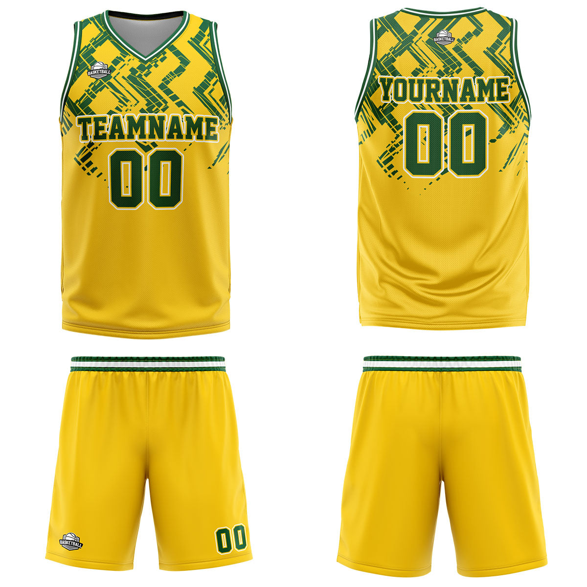 Custom Yellow Green Basketball Jersey Uniform Suit Printed Your Logo Name Number