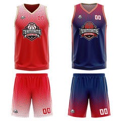 Custom Red Blue Gold Reversible Basketball Suit for Adults and Kids Personalized Jersey