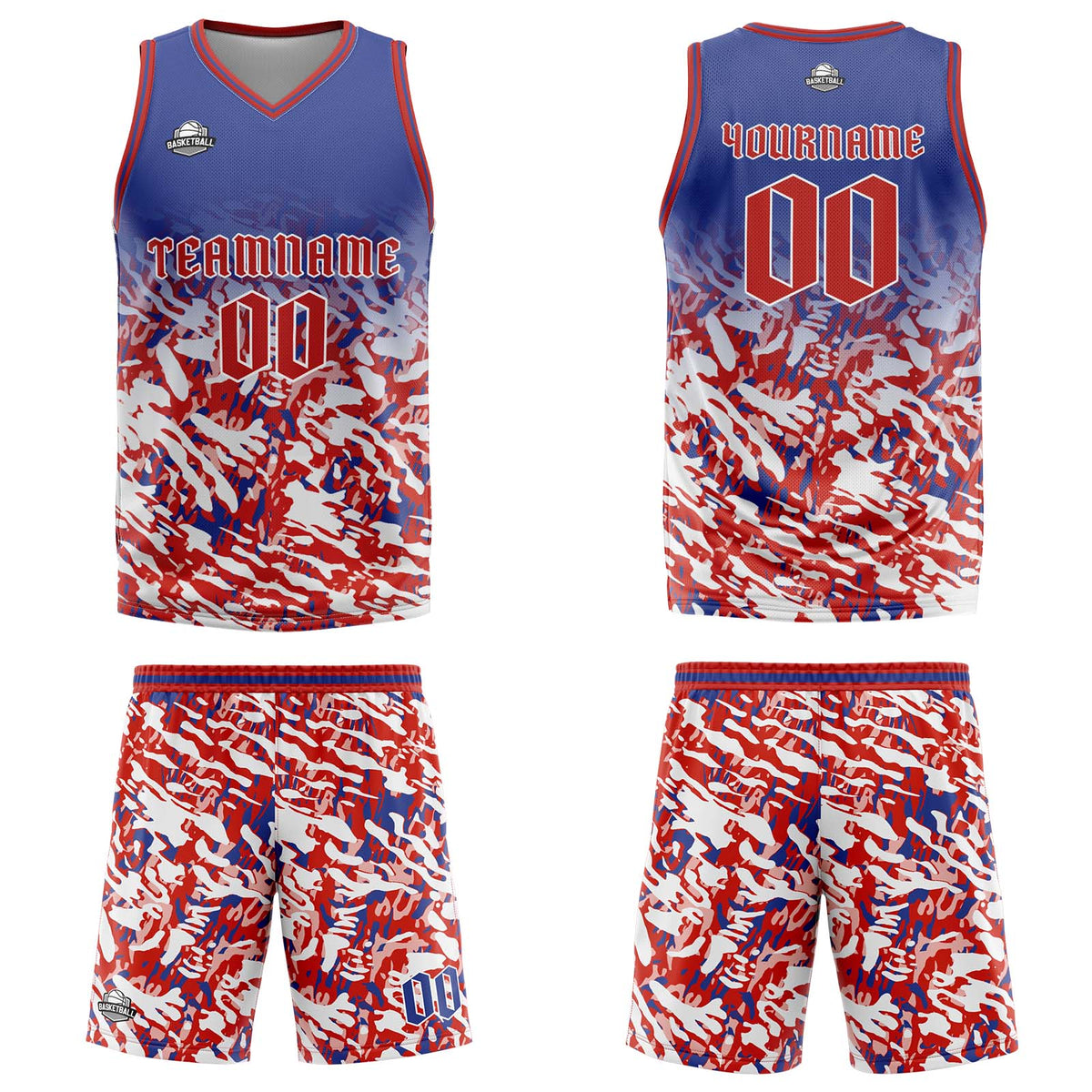 Custom Blue Red White Basketball Jersey Uniform Suit Printed Your Logo Name Number