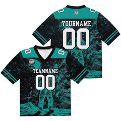 Custom Football Jersey Shirt Personalized Stitched Printed Team Name Number Black&Teal