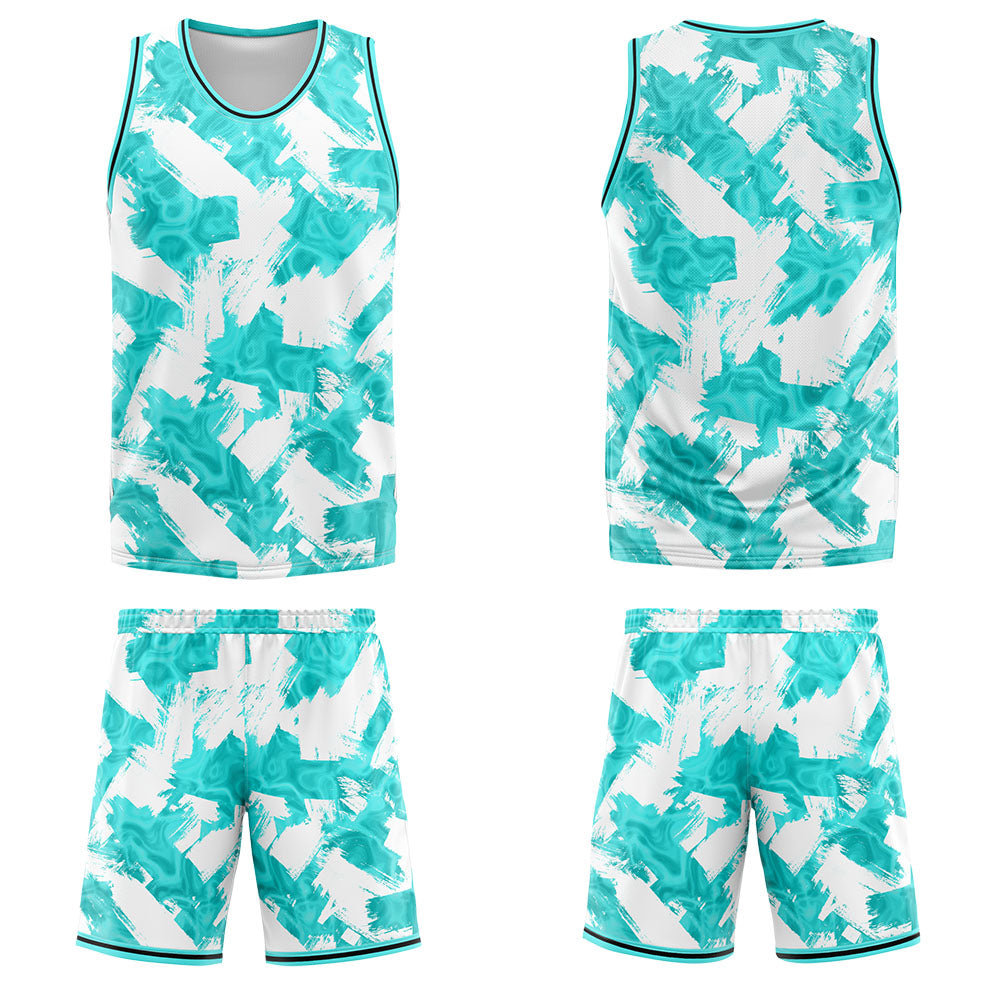 Custom Aqua White Basketball Jersey Uniform Suit Printed Your Logo Name Number