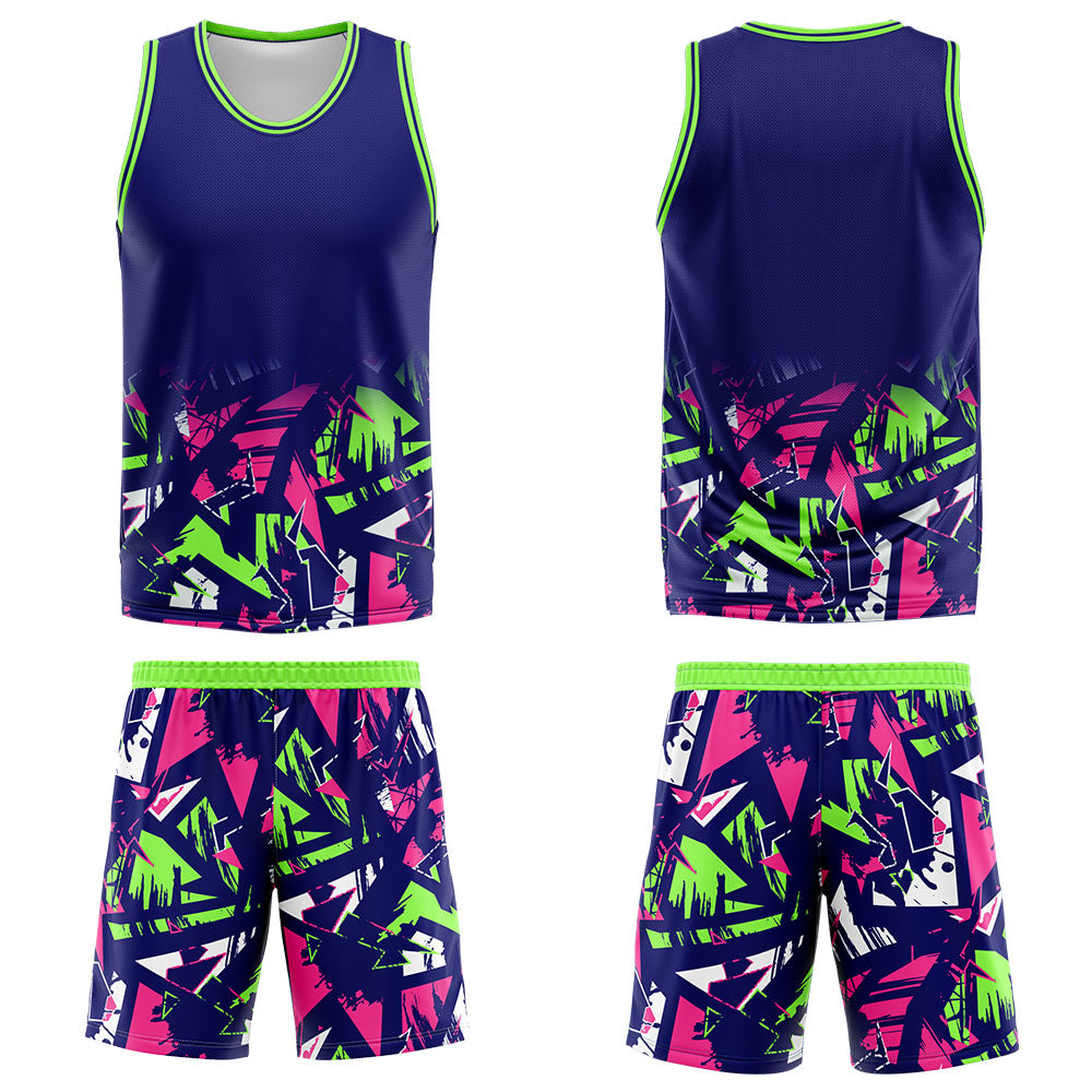 Custom Navy Neon Green Basketball Jersey Uniform Suit Printed Your Logo Name Number