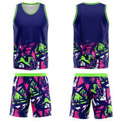 Custom Navy Neon Green Basketball Jersey Uniform Suit Printed Your Logo Name Number
