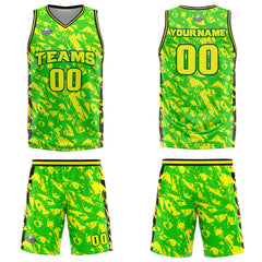 Custom Broken Green Yellow Basketball Jersey Uniform Suit Printed Your Logo Name Number