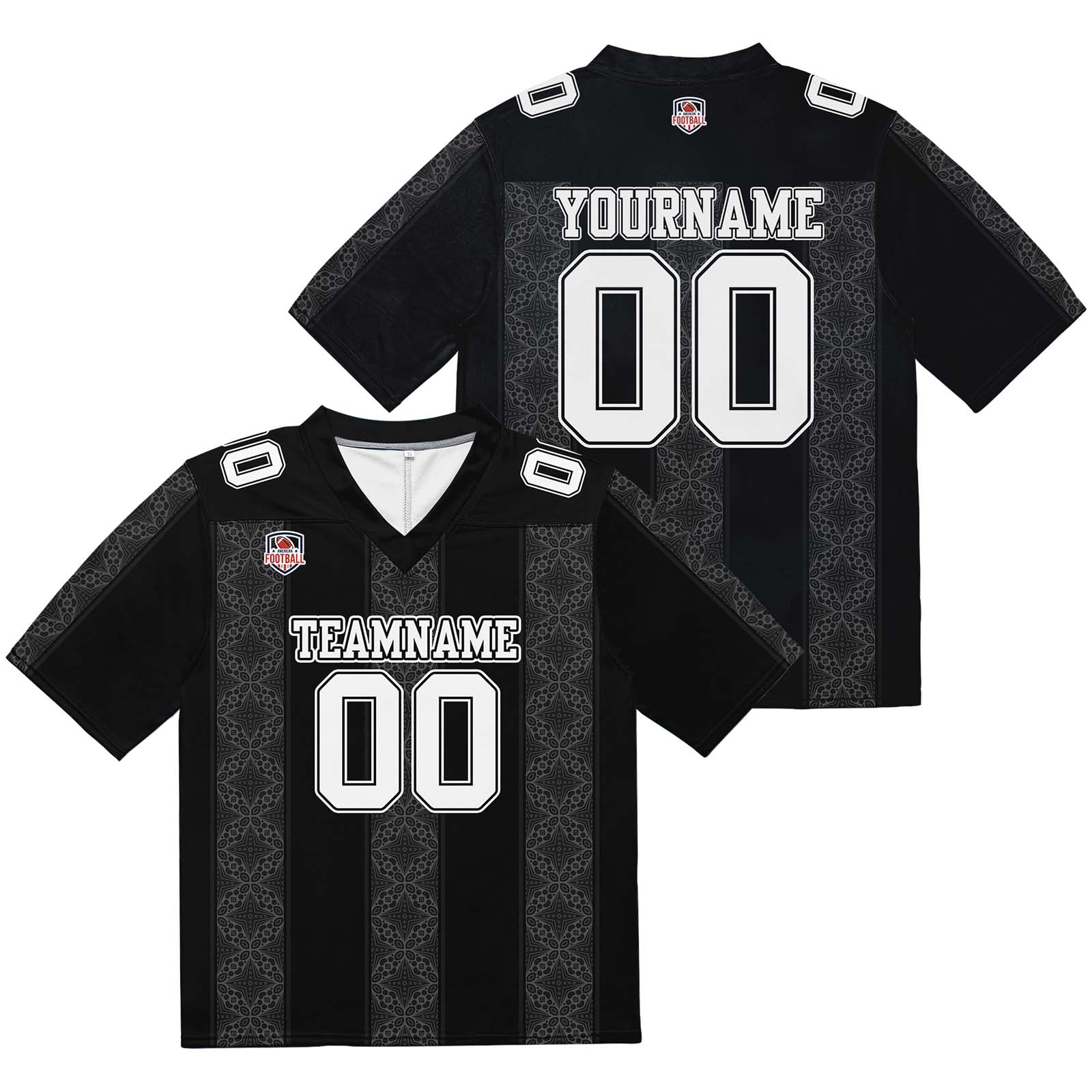 Custom Football Jersey Shirt Personalized Stitched Printed Team Name Number Stripe-Black