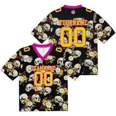 Custom Football Jersey Shirt Personalized Stitched Printed Team Name Number Skull-Roseo