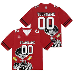 Custom Football Jersey Shirt Personalized Stitched Printed Team Name Number Red