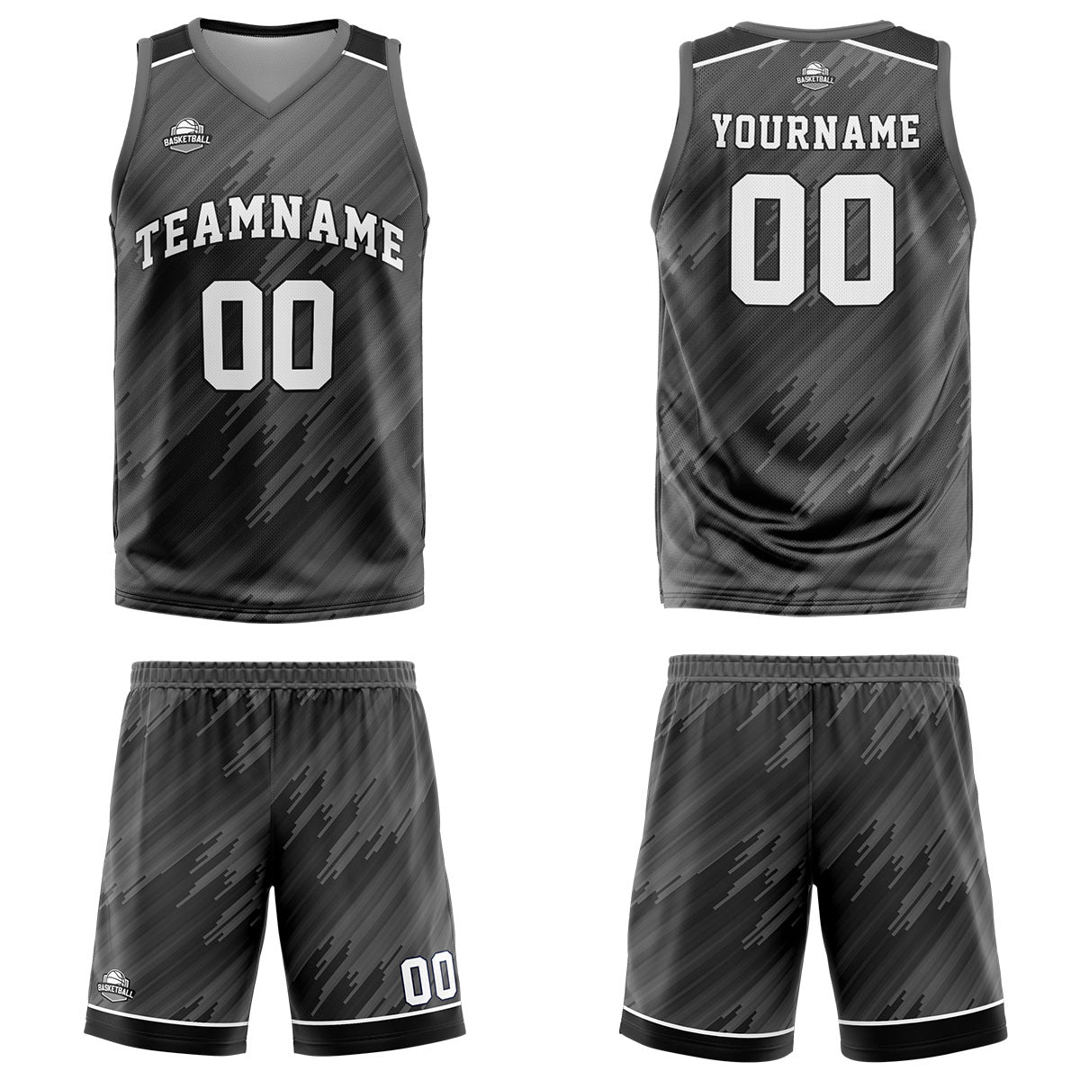 Custom Strip-Type Grey Basketball Jersey Uniform Suit Printed Your Logo Name Number