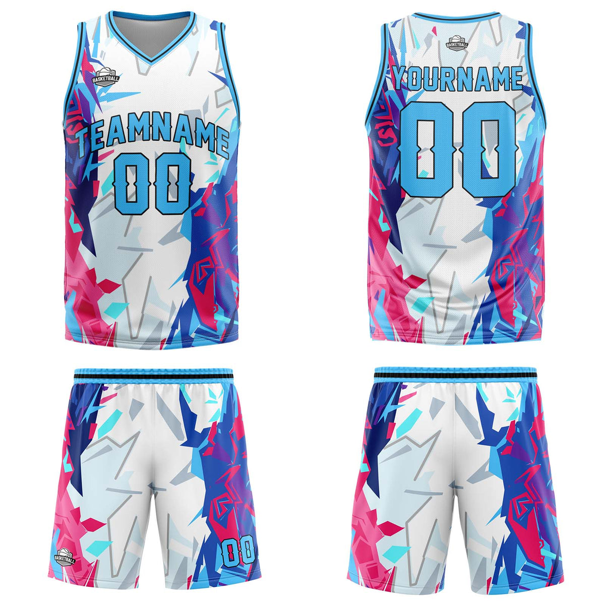 Custom Broken Light Blue Basketball Jersey Uniform Suit Printed Your Logo Name Number