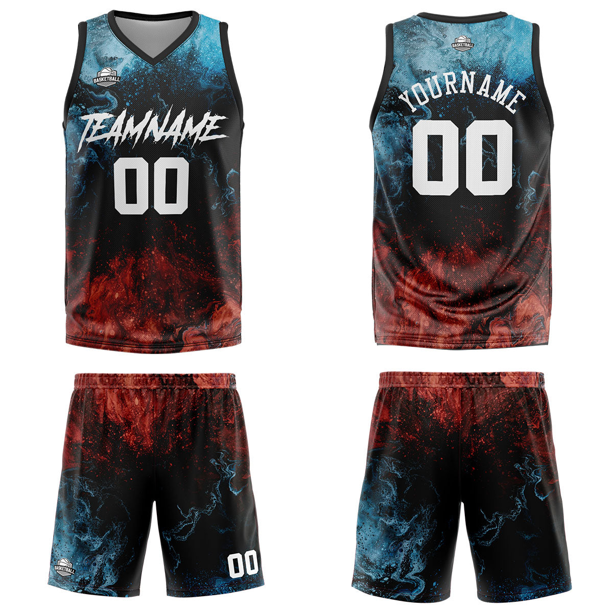 Custom Water and Fire Basketball Jersey Uniform Suit Printed Your Logo Name Number