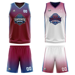 Custom Red White Blue Reversible Basketball Suit for Adults and Kids Personalized Jersey