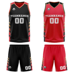 Custom Black Red Gold Reversible Basketball Suit for Adults and Kids Personalized Jersey